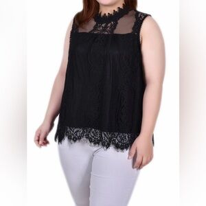 Plus  Black Lace  Top